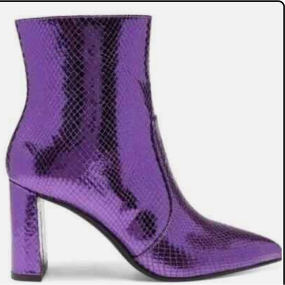 Like New INC Metallic Purple Snakeskin Ankle Boots - Picture 5 of 5